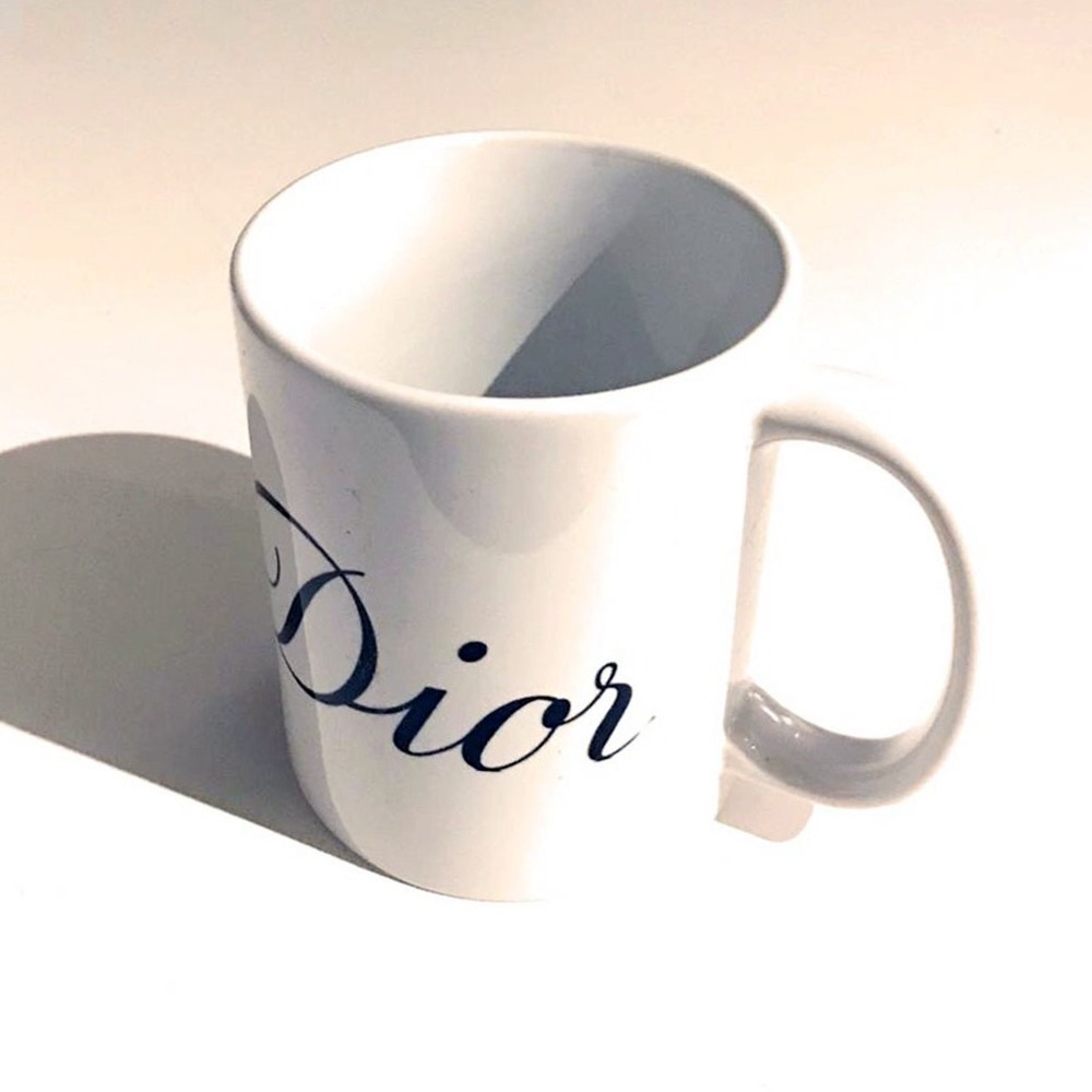 Miss Dior Designer Mug White Coffee Tea Mug with Black Logo Print - New